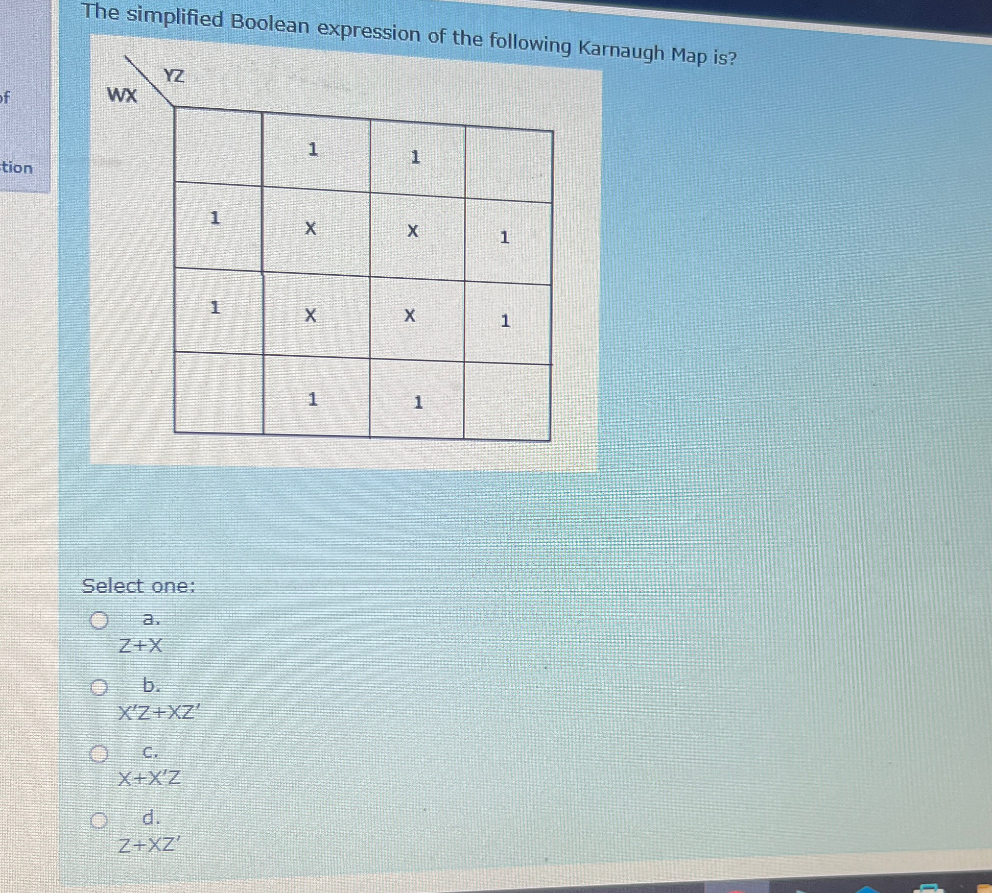 The simplified Boolean expression of the