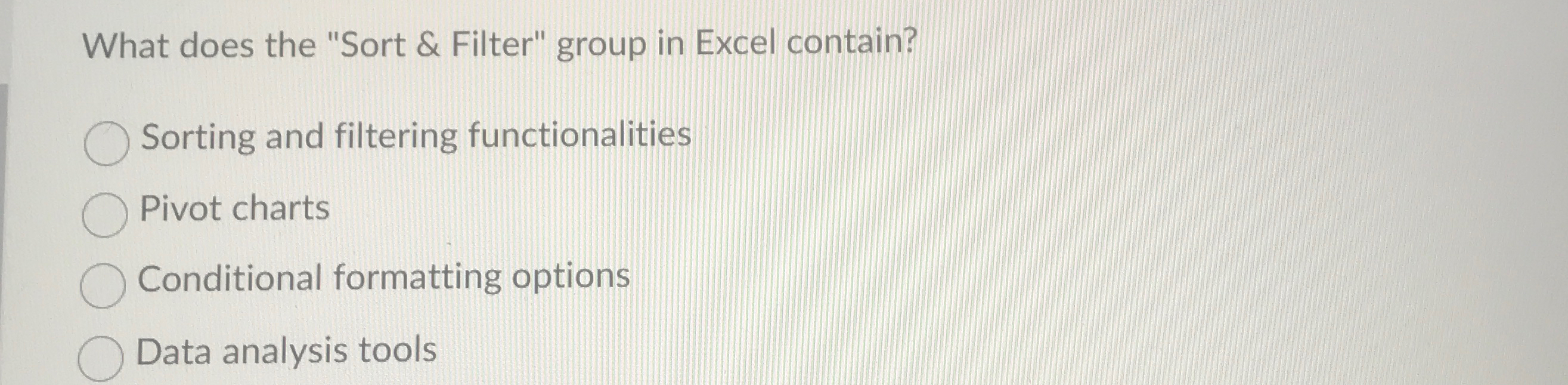 What does the "Sort & Filter" group in Excel