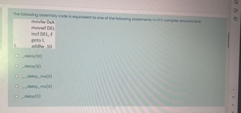 The following assembly code is equivalent to one