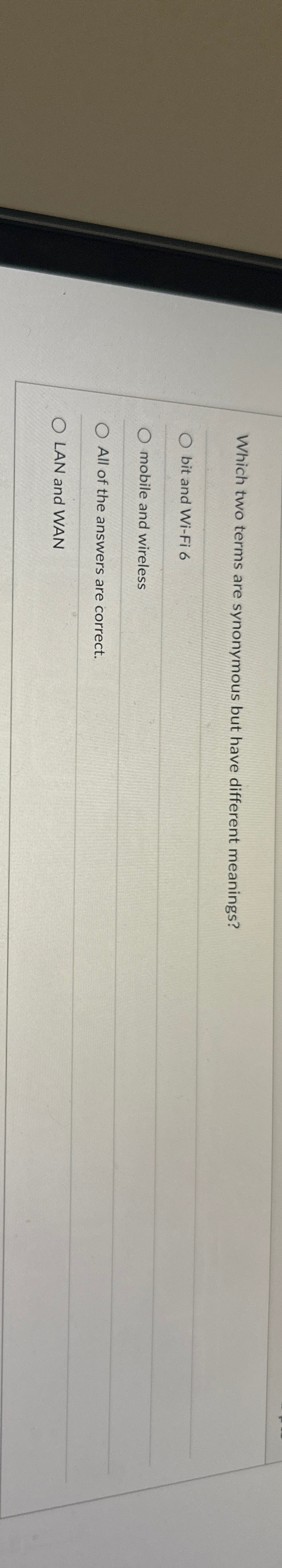 Which two terms are synonymous but have different