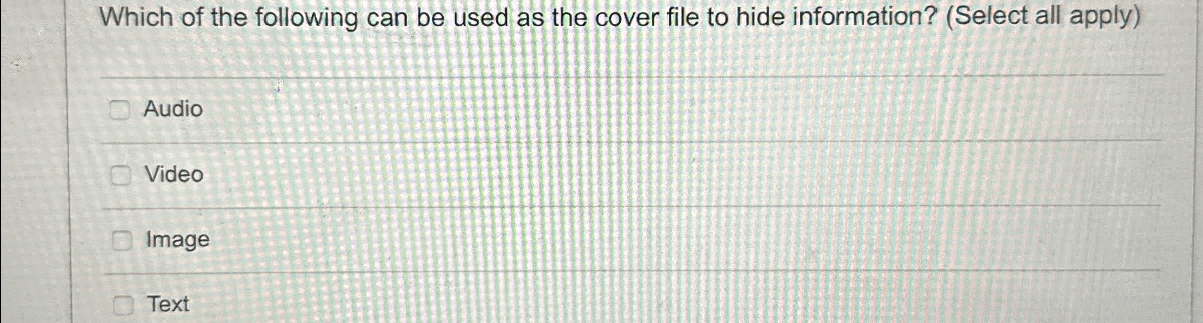 Which of the following can be used as the cover