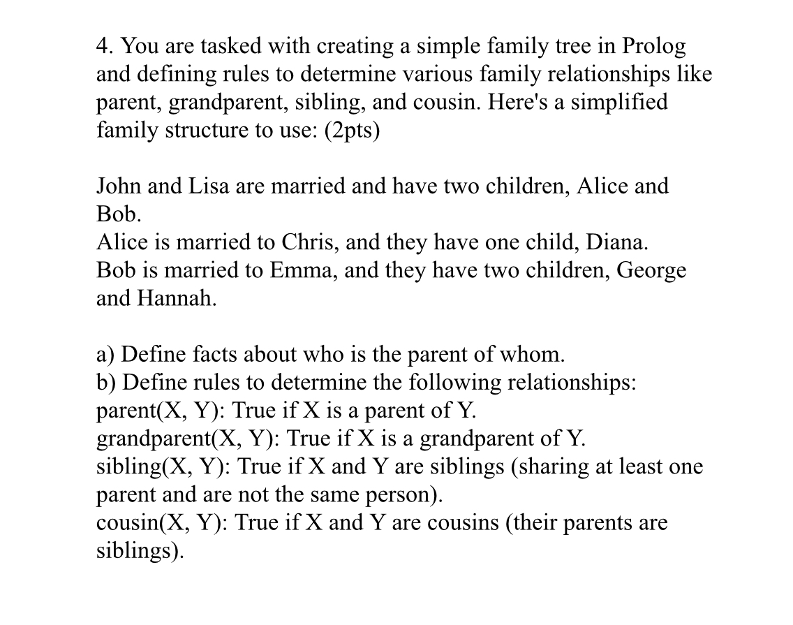 You are tasked with creating a simple family tree