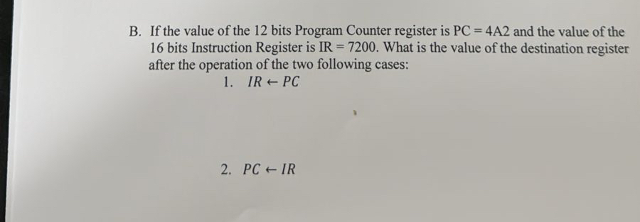 B . If the value of the 1 2 bits Program Counter