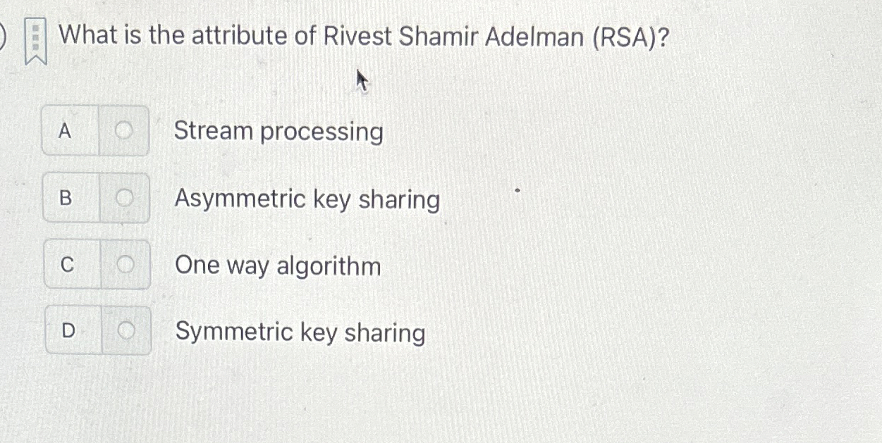 What is the attribute of Rivest Shamir Adelman (