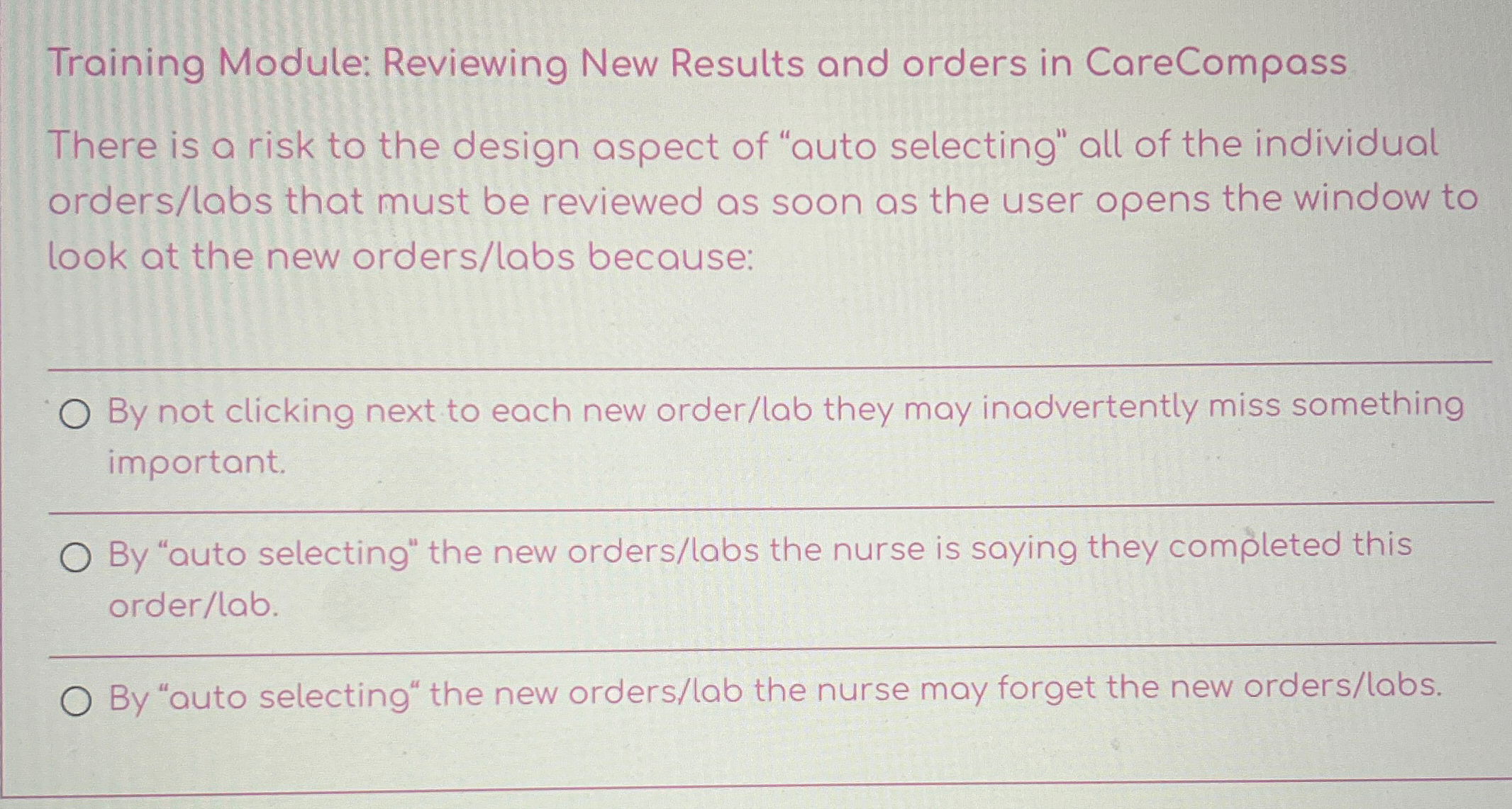 Training Module: Reviewing New Results and orders