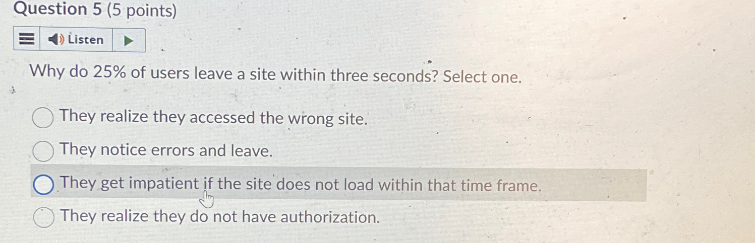 Question 5 ( 5 points ) Listen Why do 2 5 % of
