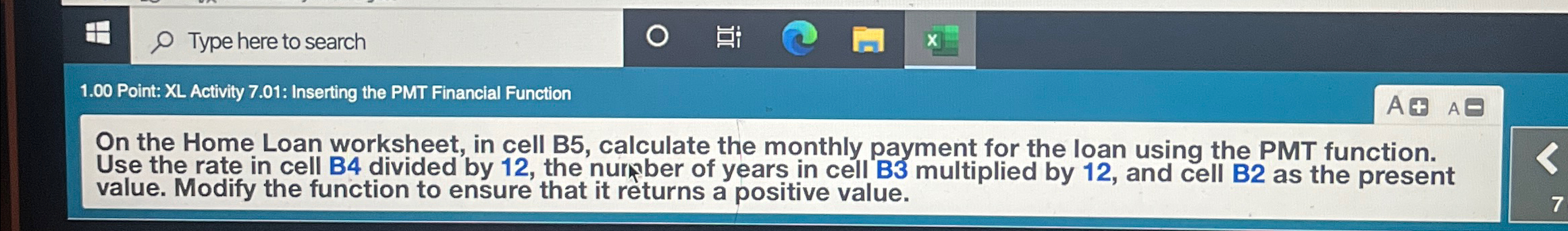 Type here to search 1 . 0 0 Point: XL Activity 7