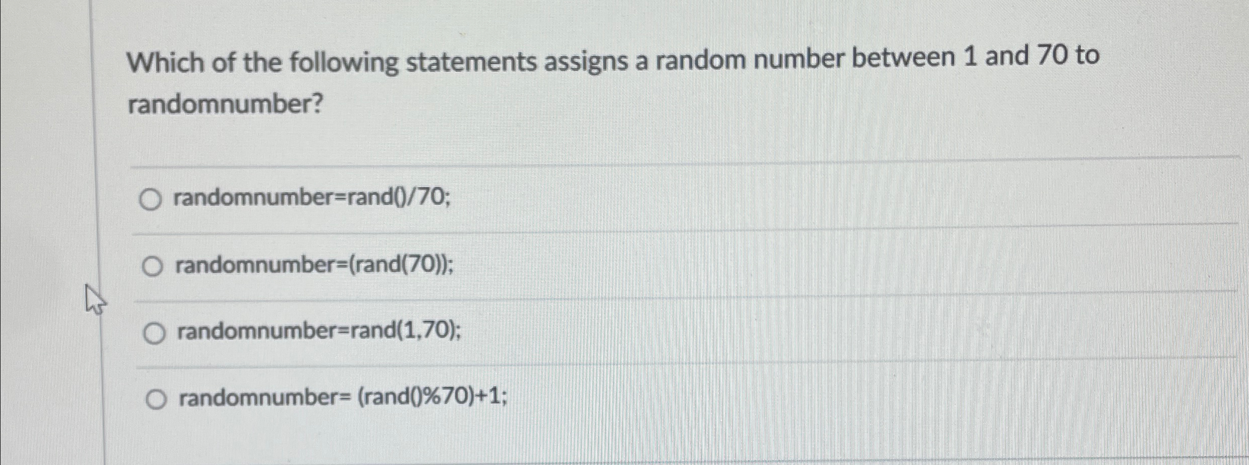 Which of the following statements assigns a