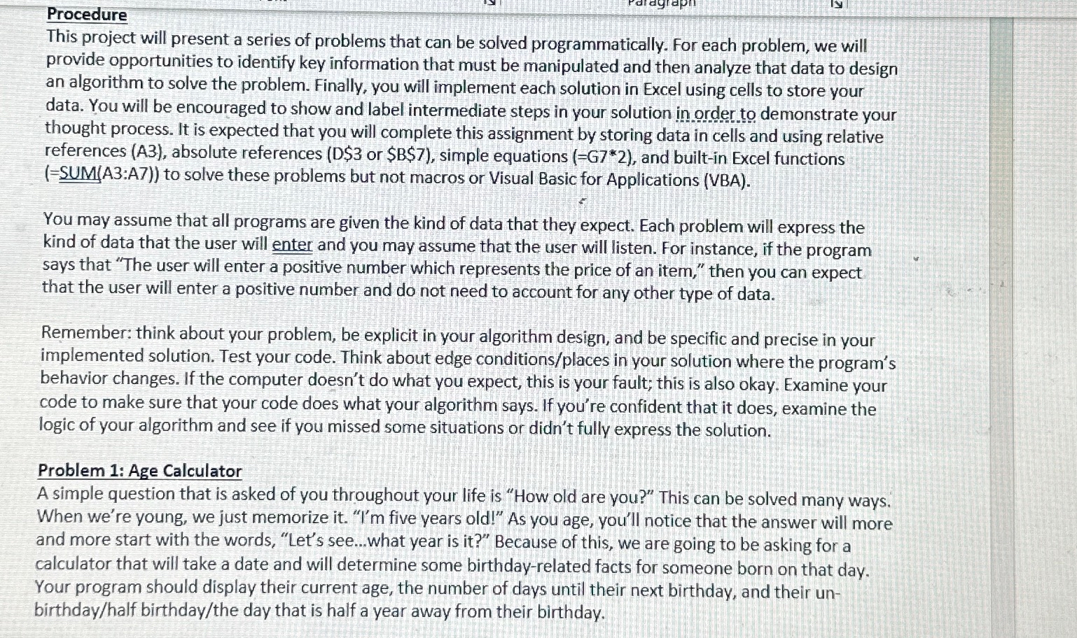Procedure This project will present a series of