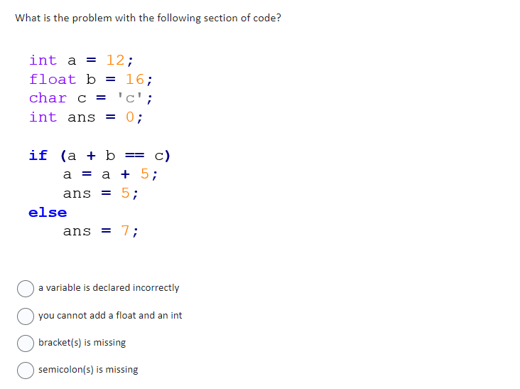 What is the problem with the following section of