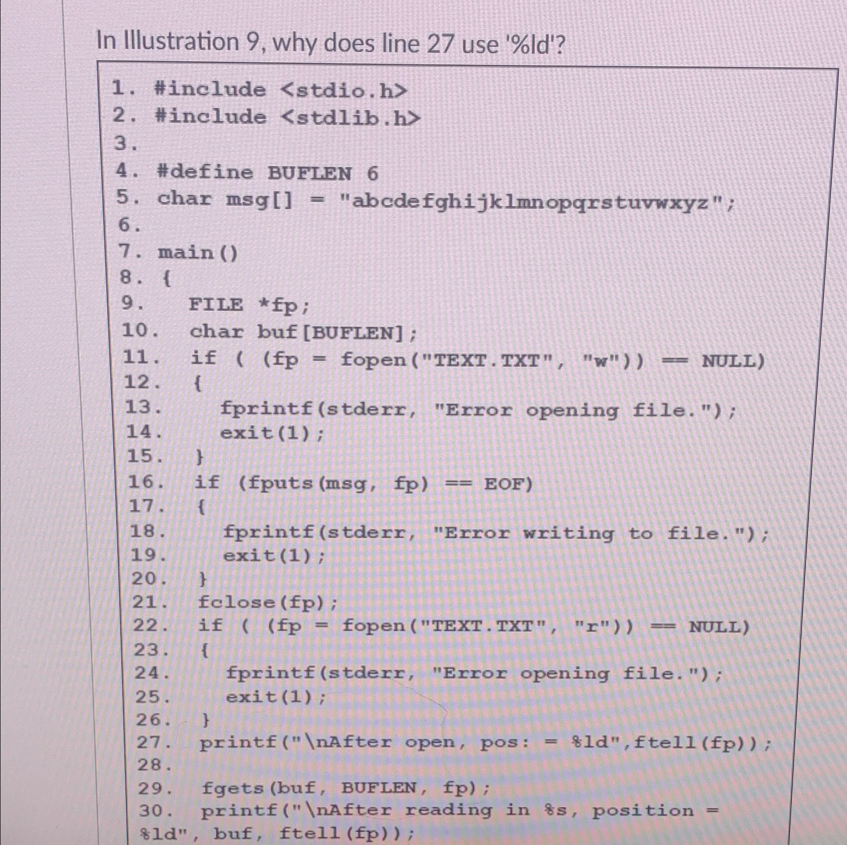 In Illustration 9 , why does line 2 7 use ' % Id