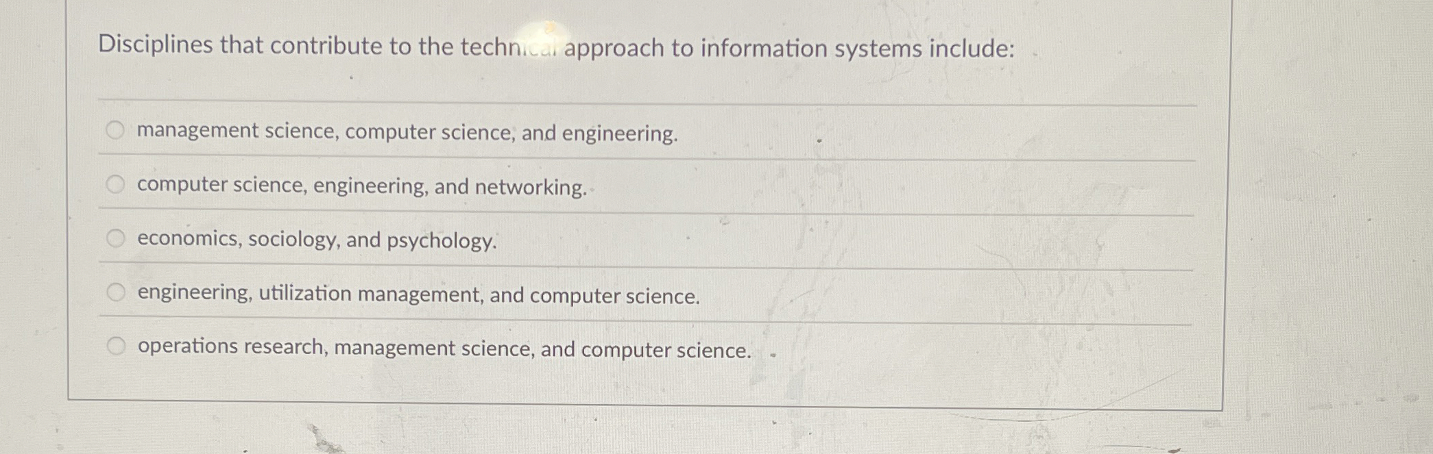 Disciplines that contribute to the technicai