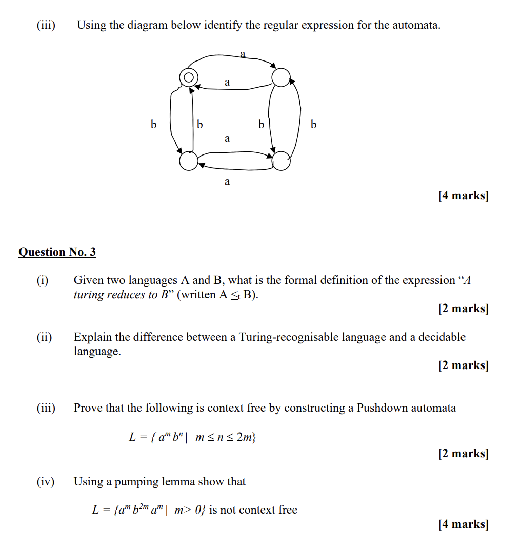 ( iii ) Using the diagram below identify the