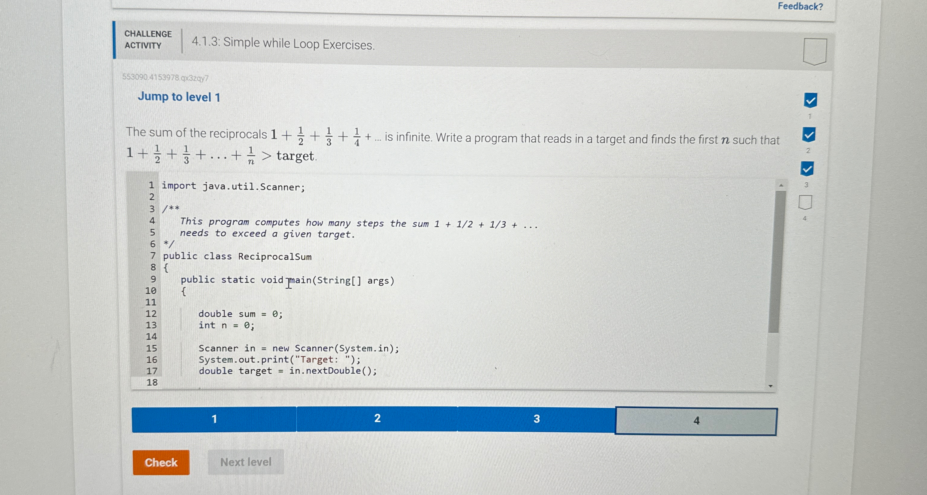 Feedback? CHALLENGE ACTIVITY 4 . 1 . 3 : Simple