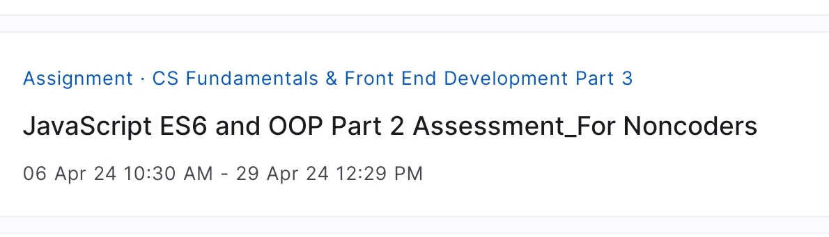 Assignment * CS Fundamentals & Front End