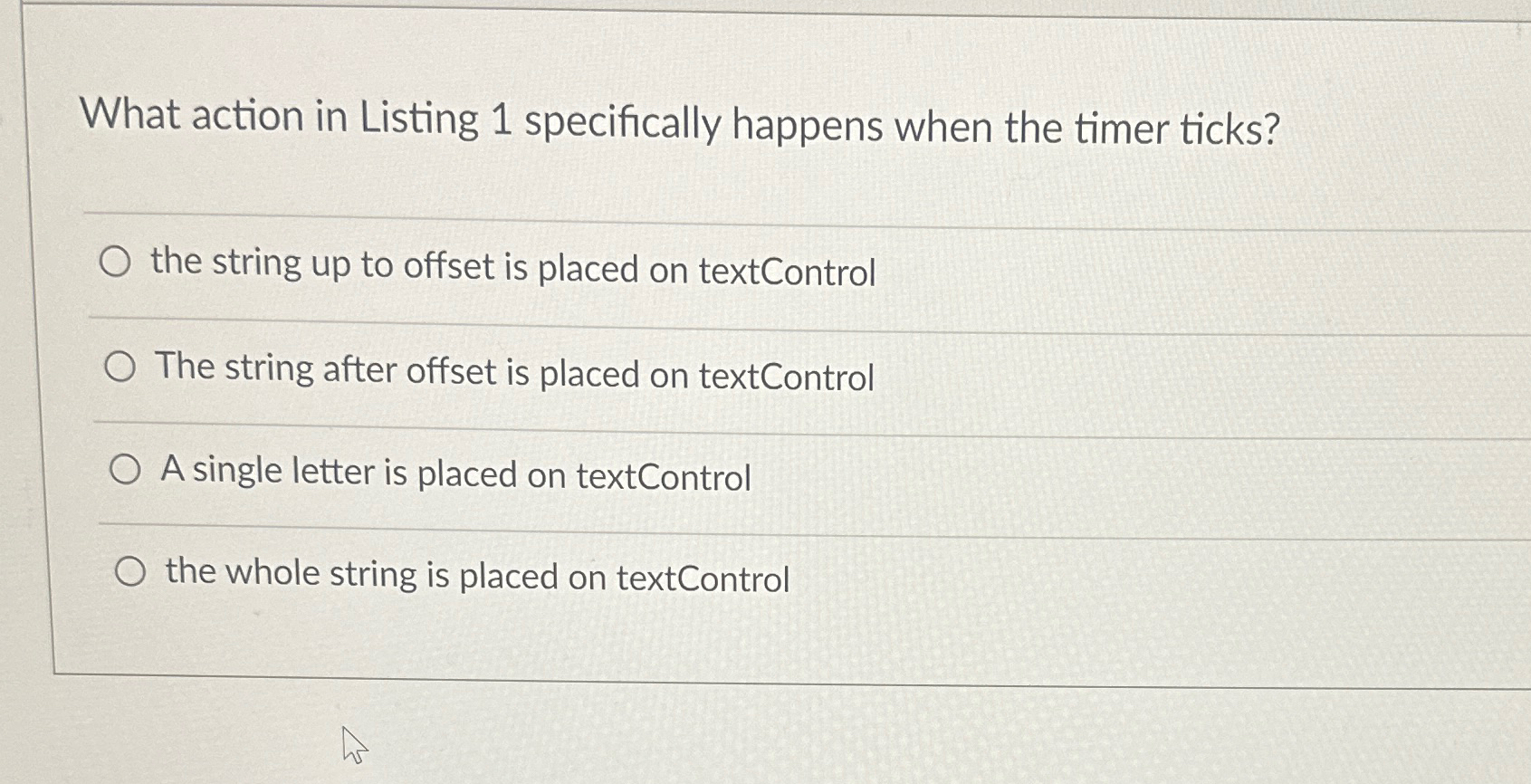 What action in Listing 1 specifically happens