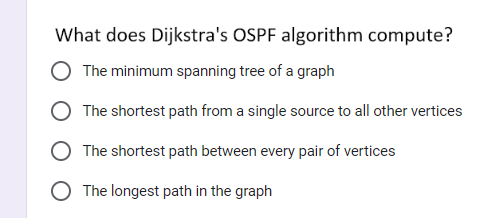 What does Dijkstra's OSPF algorithm compute? The