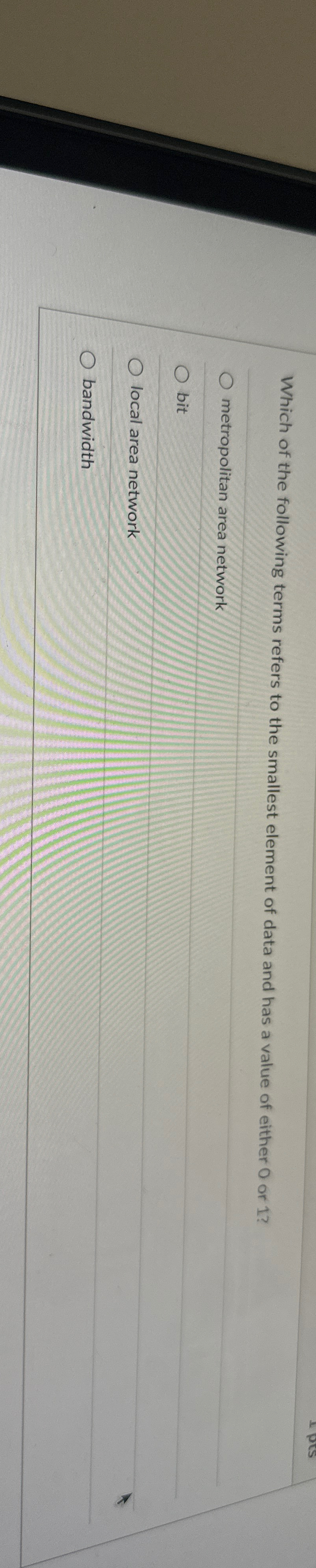 Which of the following terms refers to the