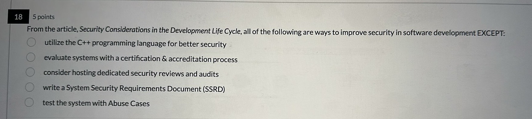 1 8 5 points From the article, Security