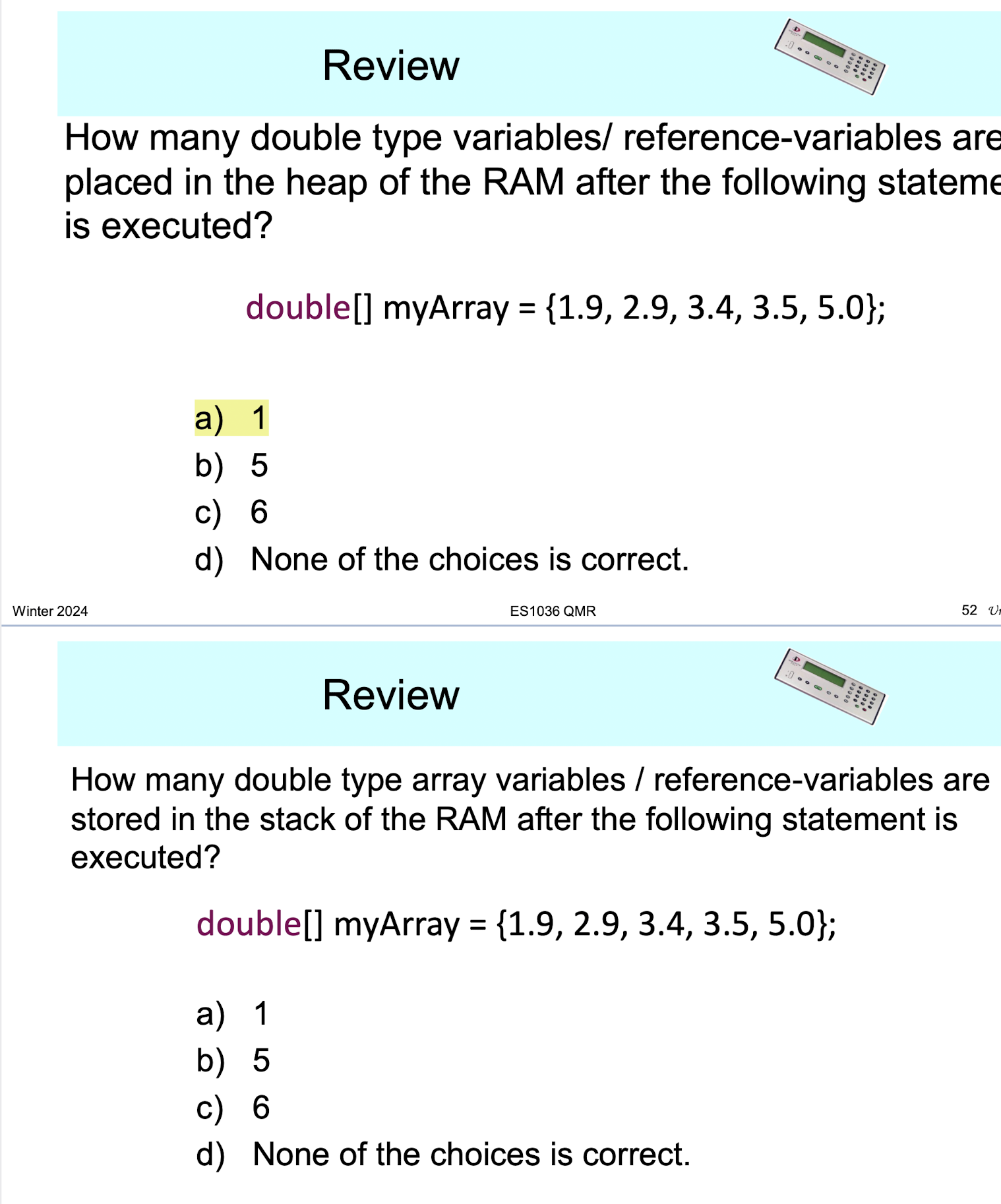 How many double type array variables / reference