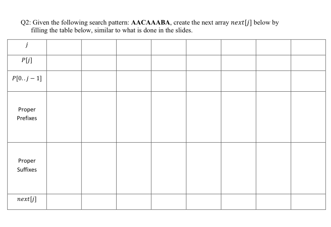 Q 2 : Given the following search pattern: