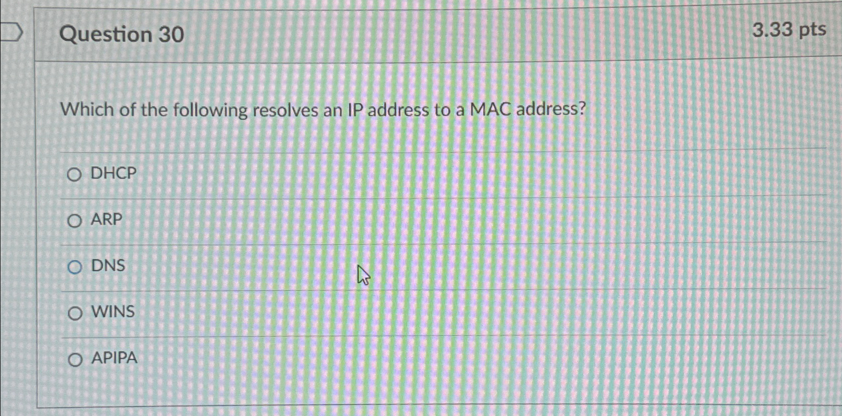 Question 3 0 3 . 3 3 p t s Which of the following
