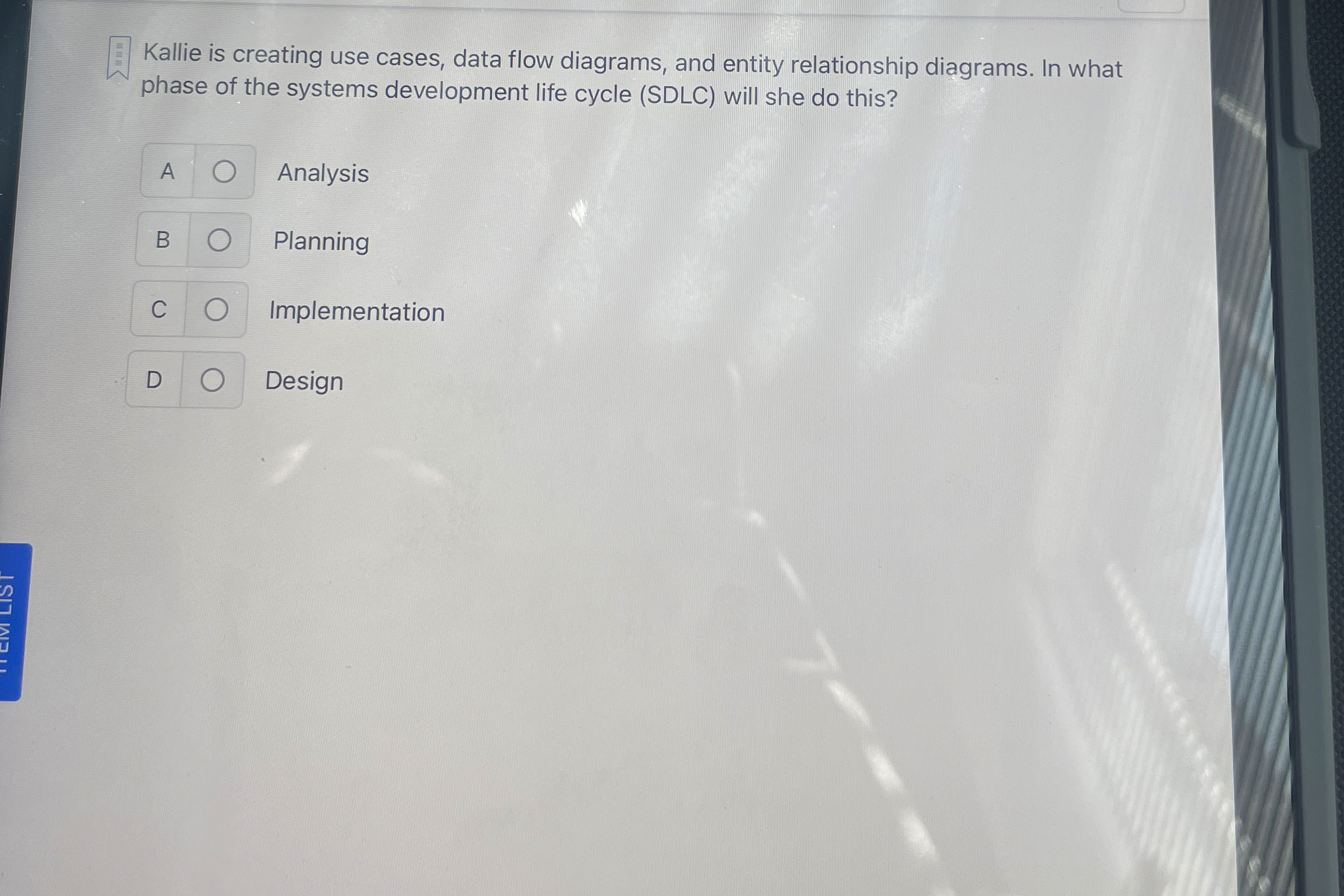 Kallie is creating use cases, data flow diagrams,