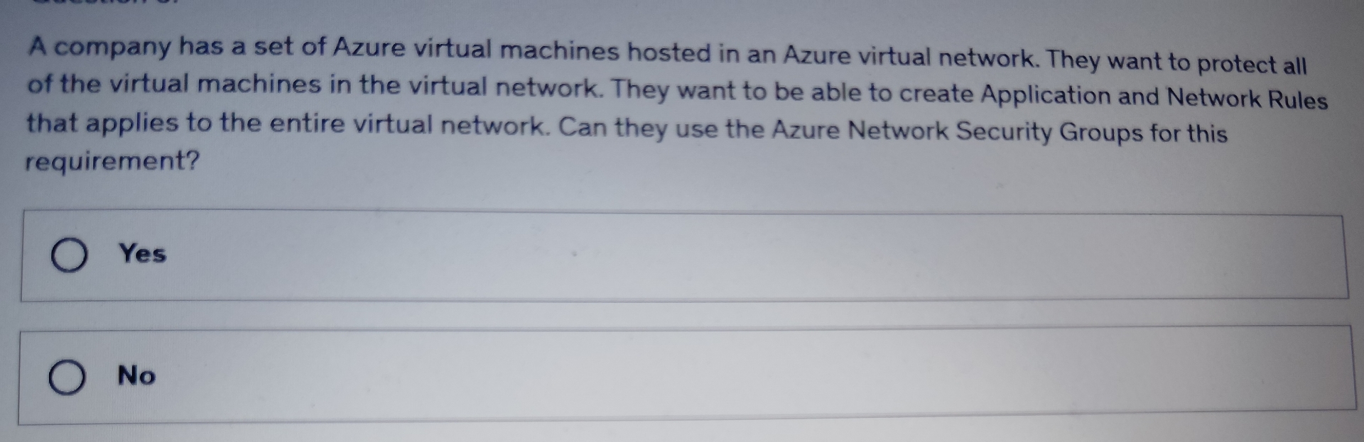 A company has a set of Azure virtual machines