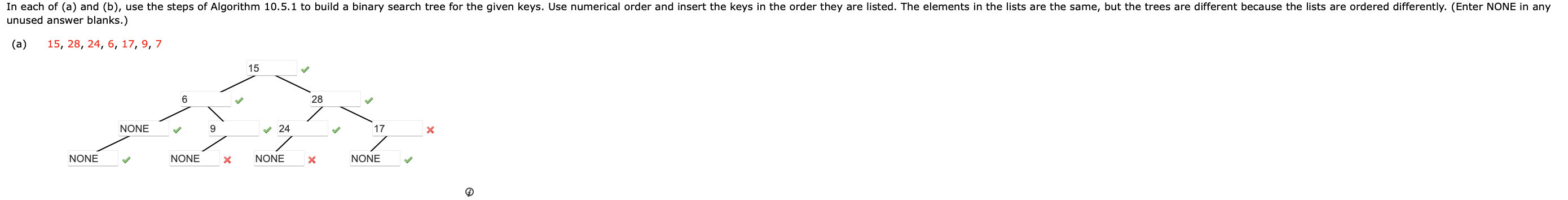 unused answer blanks. ) ( a ) 1 5 , 2 8 , 2 4 , 6