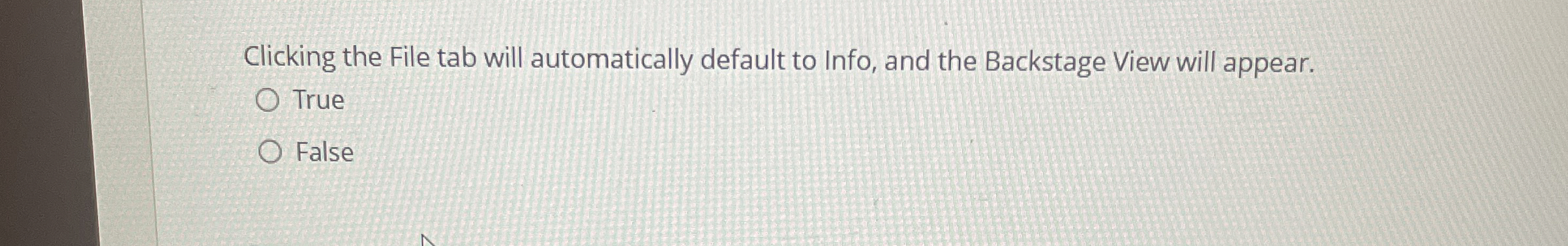 Clicking the File tab will automatically default
