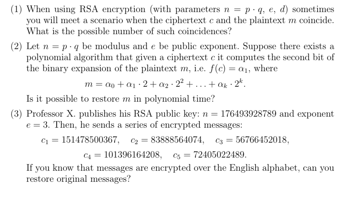 ( 1 ) When using RSA encryption ( with parameters