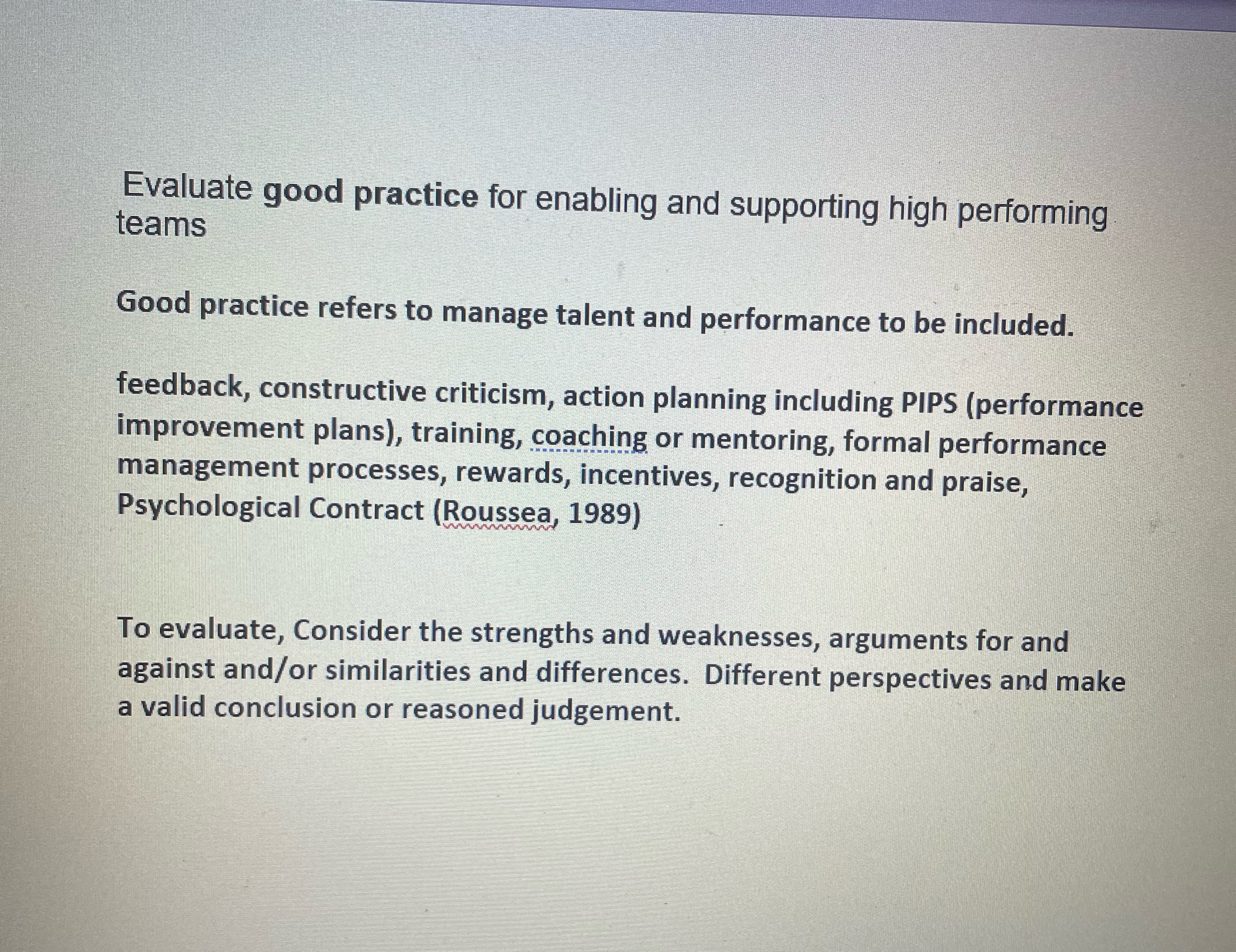 Evaluate good practice for enabling and