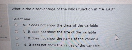 What is the disadvantage of the whos function in