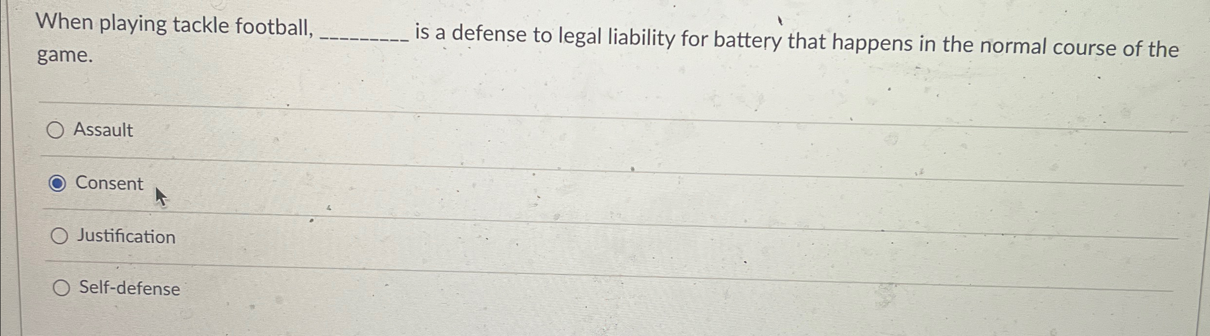 When playing tackle football, game. is a defense