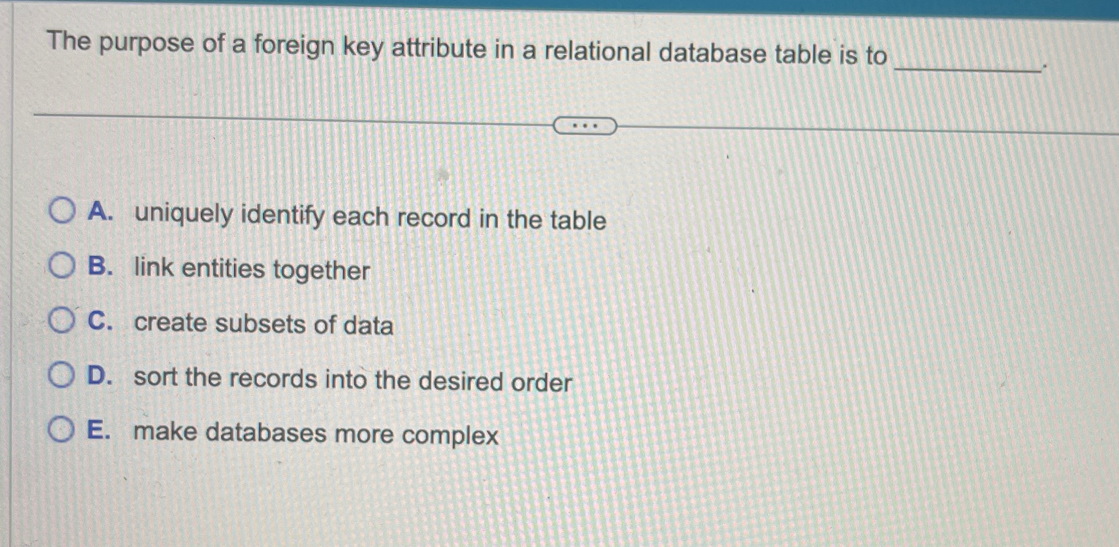 The purpose of a foreign key attribute in a
