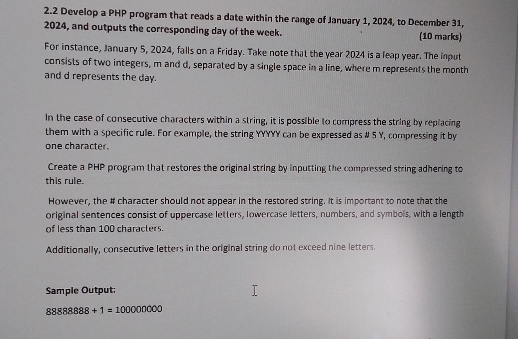 2 . 2 Develop a PHP program that reads a date