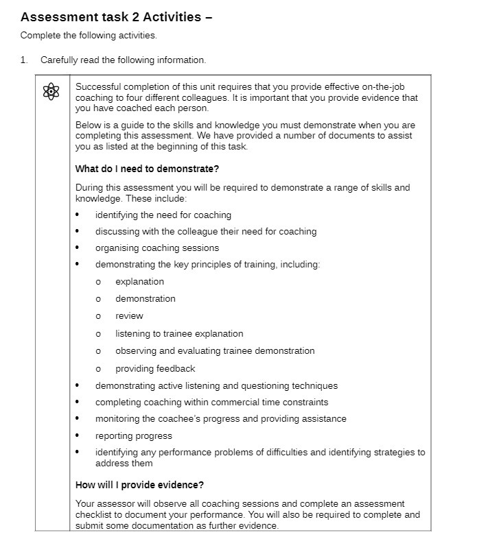 Assessment task 2 Activities - Complete the