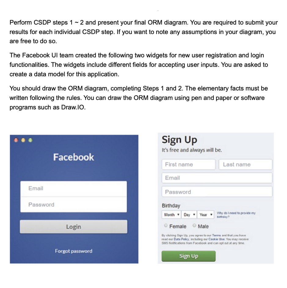 Perfrom CSDP steps 1 - 2 on the the Facebook sign