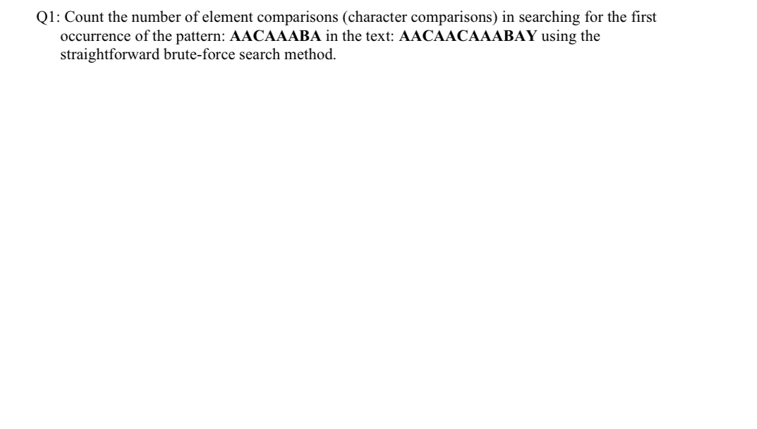 Q 1 : Count the number of element comparisons (