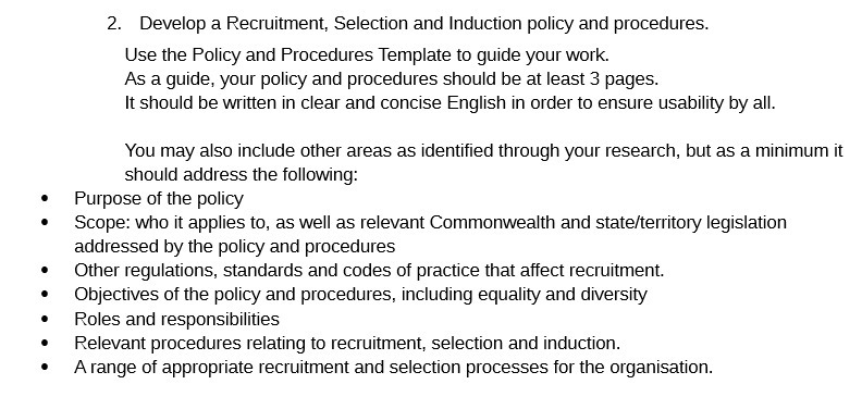 2. Develop a Recruitment, Selection and Induction