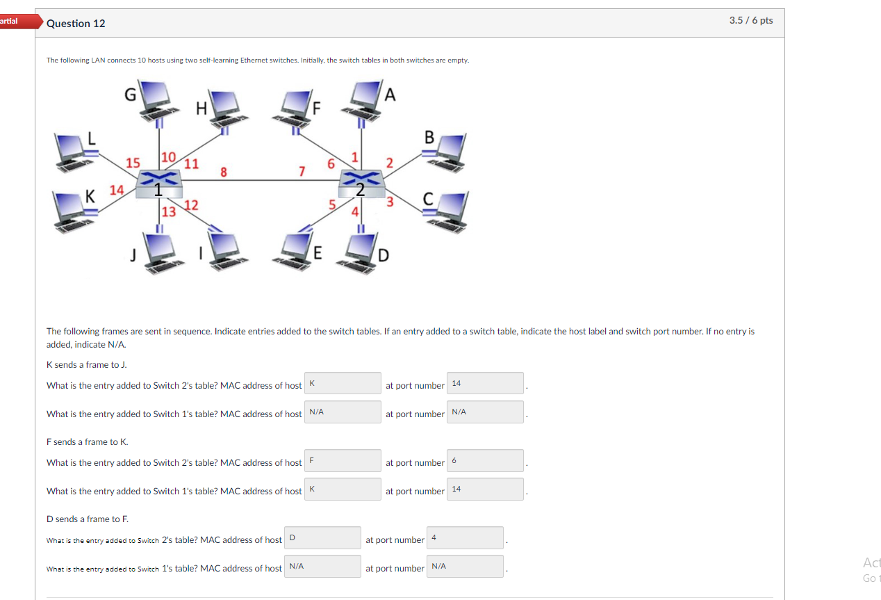 Question 1 2 The following LAN connects 1 0 hosts