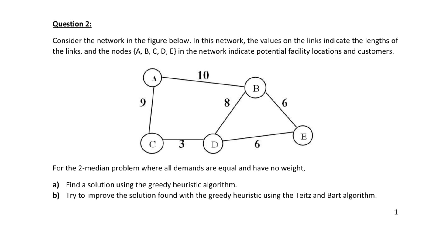 Question 2 : Consider the network in the figure