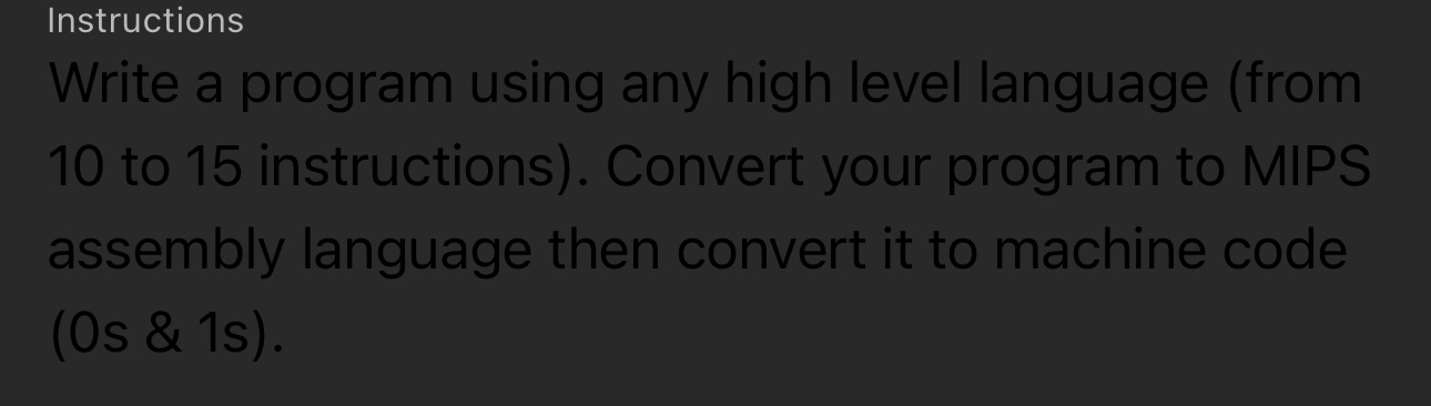 Instructions Write a program using any high level