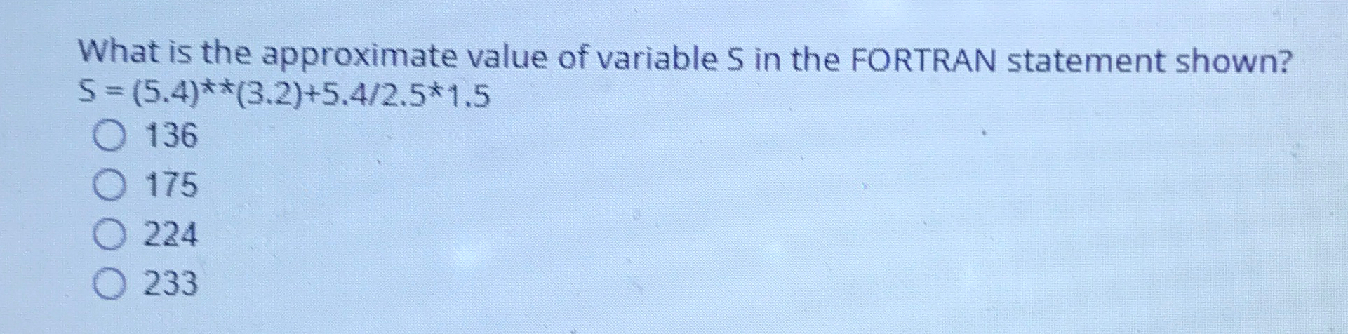 What is the approximate value of variable S in