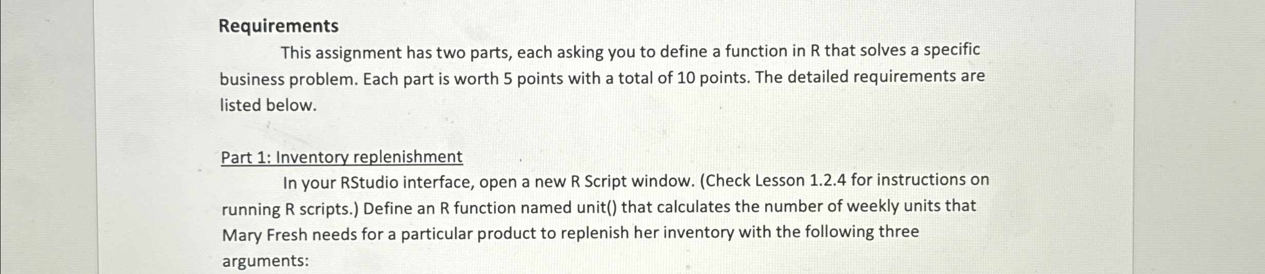 Requirements This assignment has two parts, each