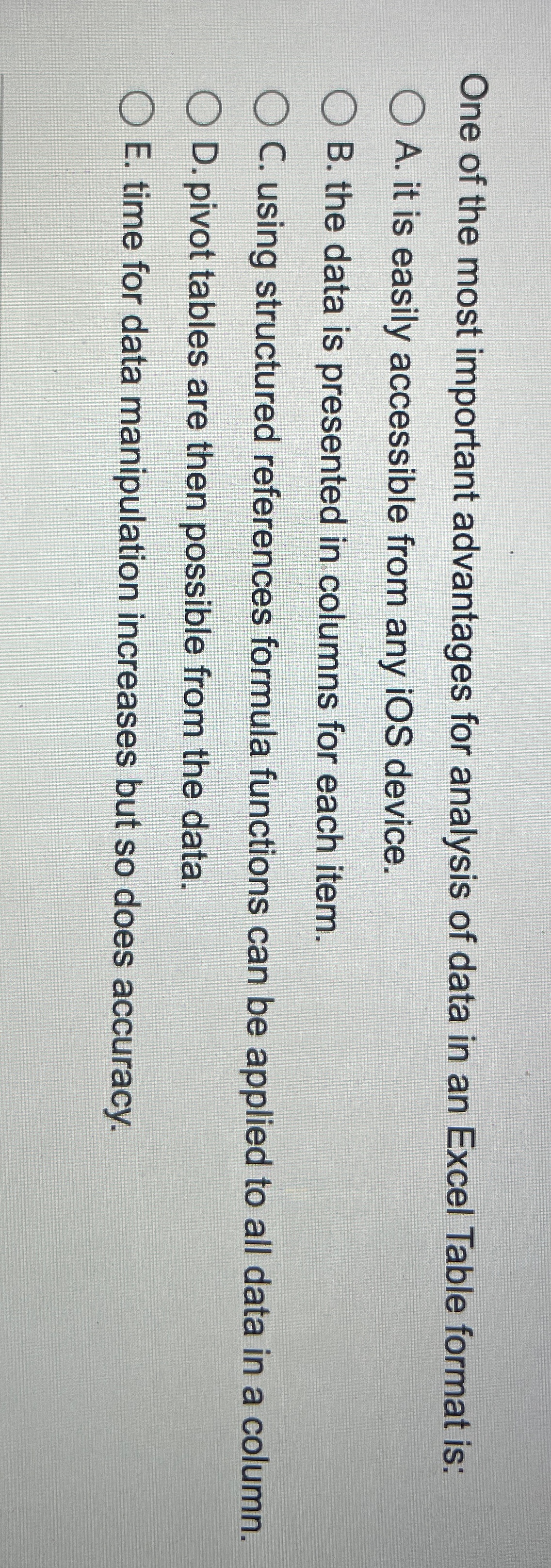 One of the most important advantages for analysis