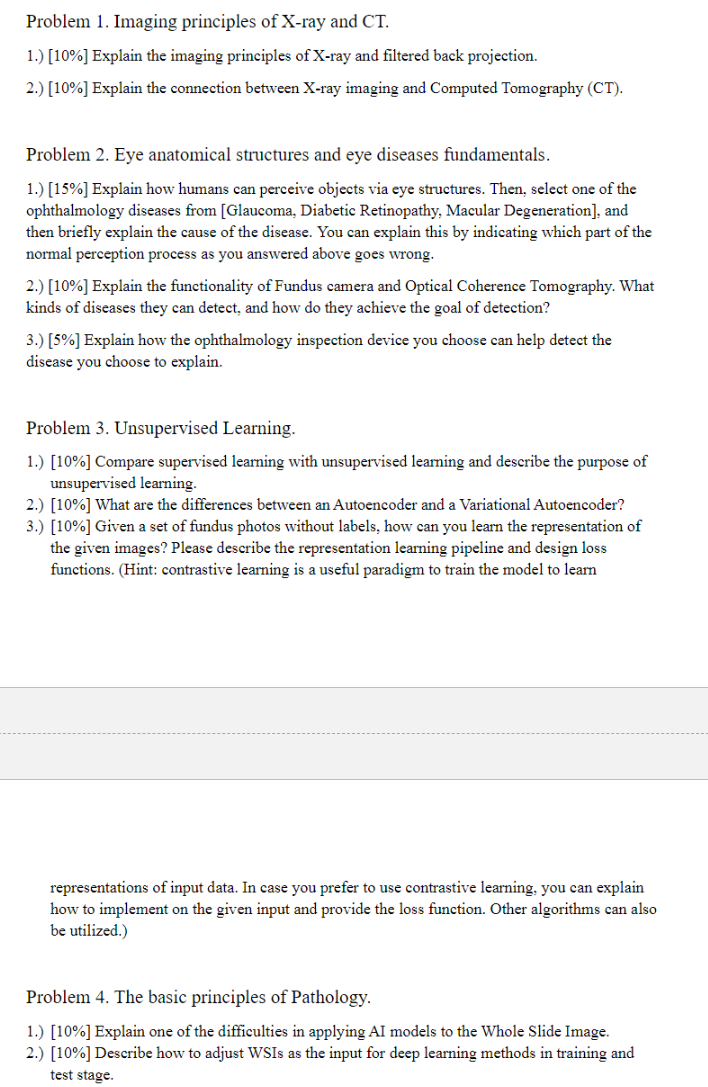 Problem 1 . Imaging principles of X - ray and CT