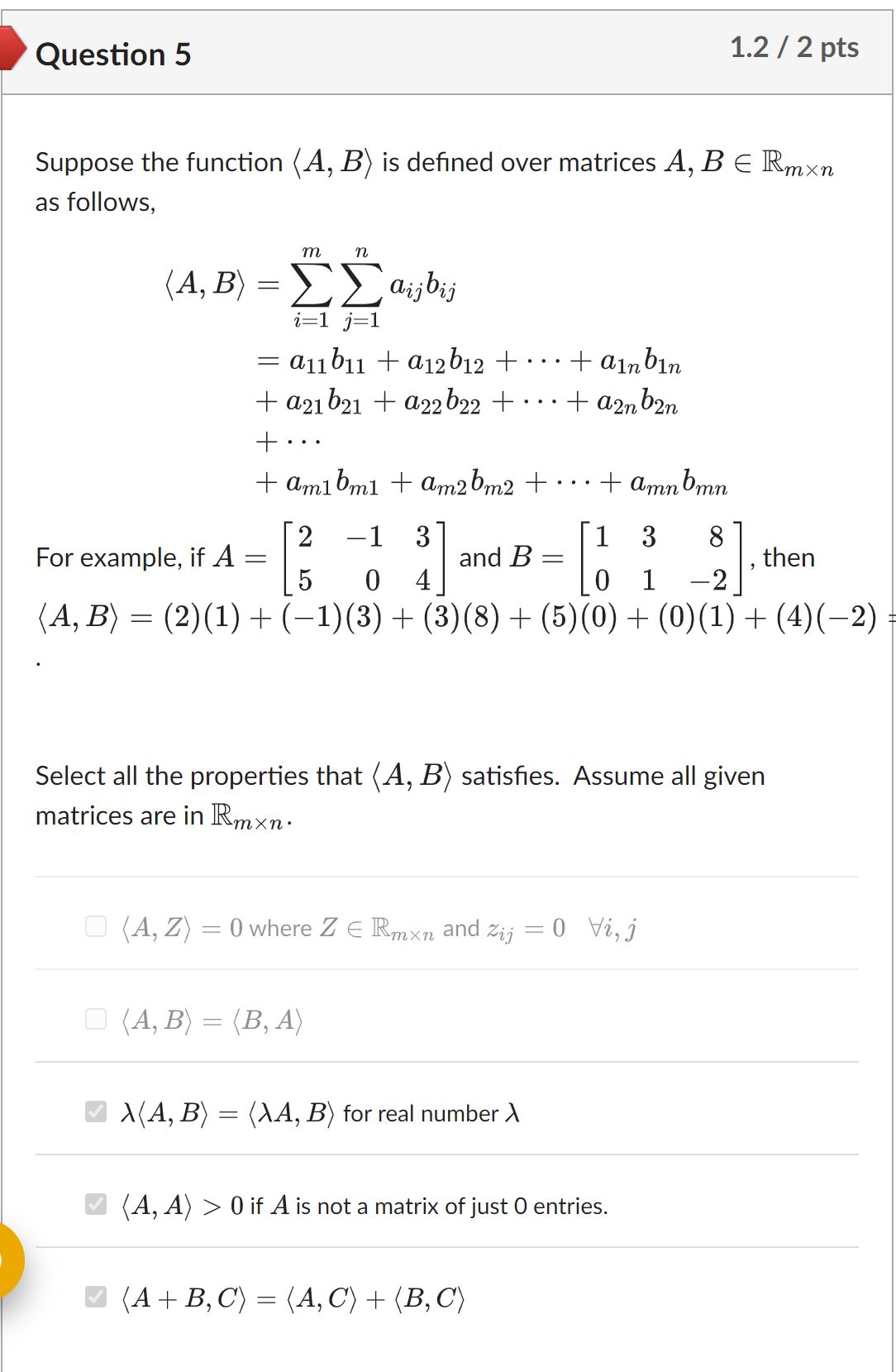Question 5 Suppose the function ( : A , B : ) is