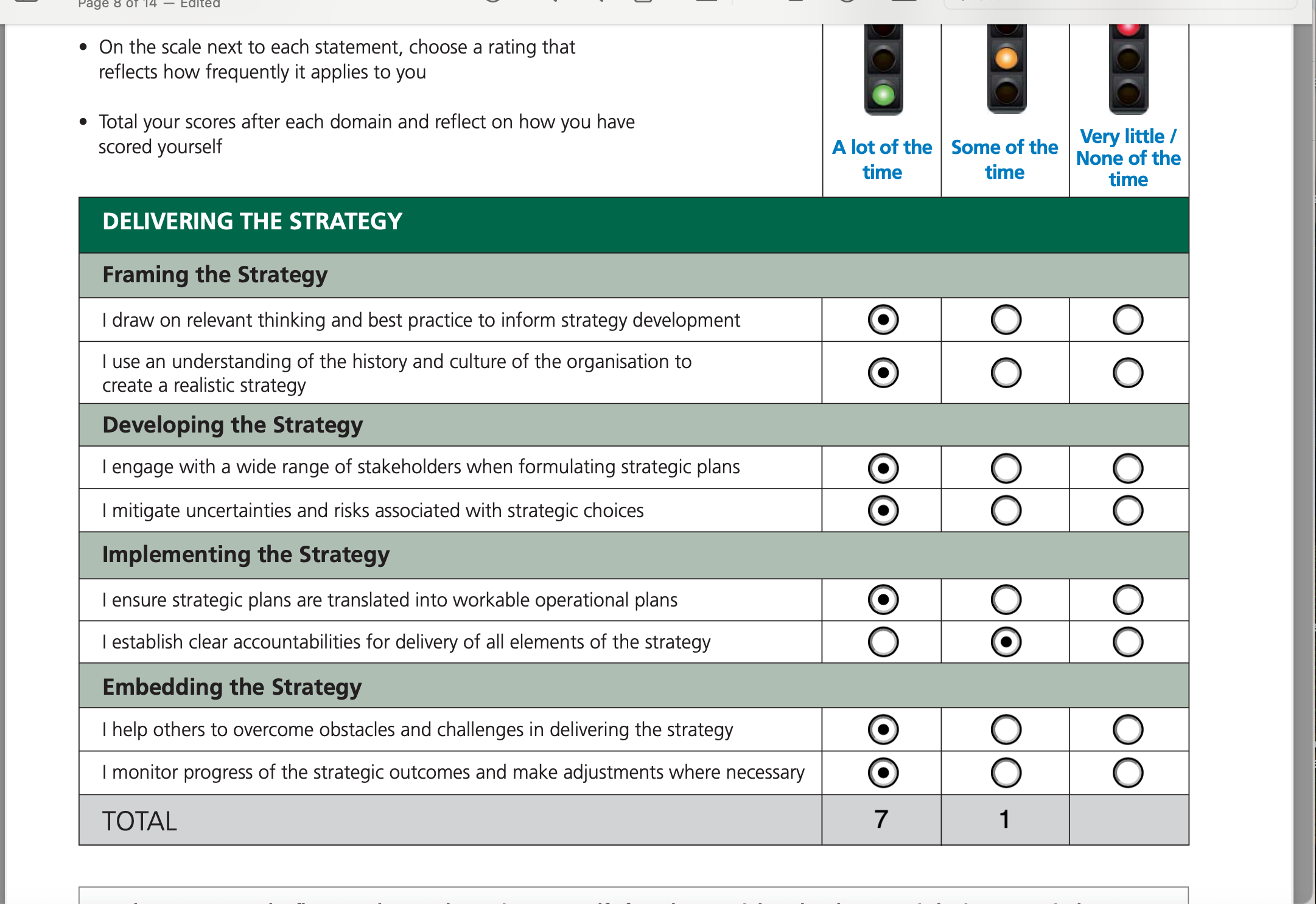 . On the scale next to each statement, choose a