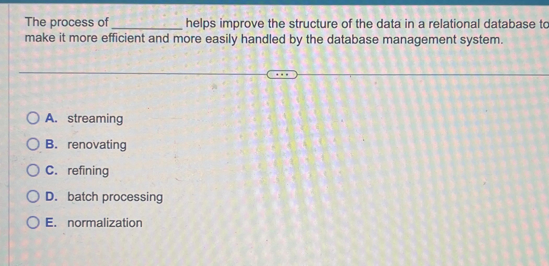 The process of helps improve the structure of the